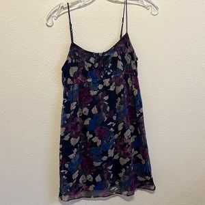 Aerie summer short dress - plum, navy, blue and cream floral